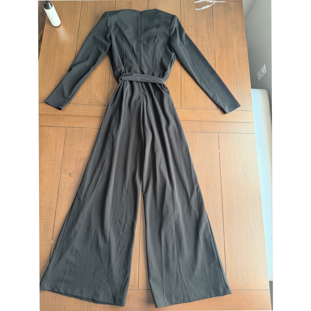 Flying Tomato Womens Baltic Born Long Sleeve Wrap Wide Leg Jumpsuit Black Size M - Picture 11 of 11